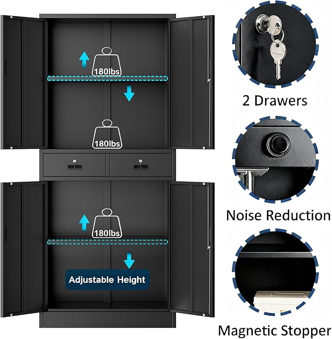 BESFUR 71“H Metal Storage Cabinet - Image 4