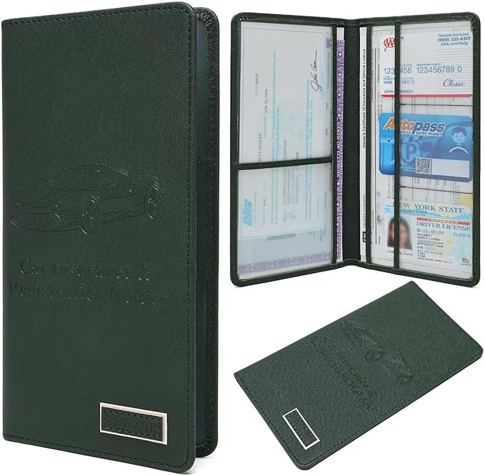 Car Registration and Insurance Holder Glove Box Folder-Premium Car Folder by XROZRK