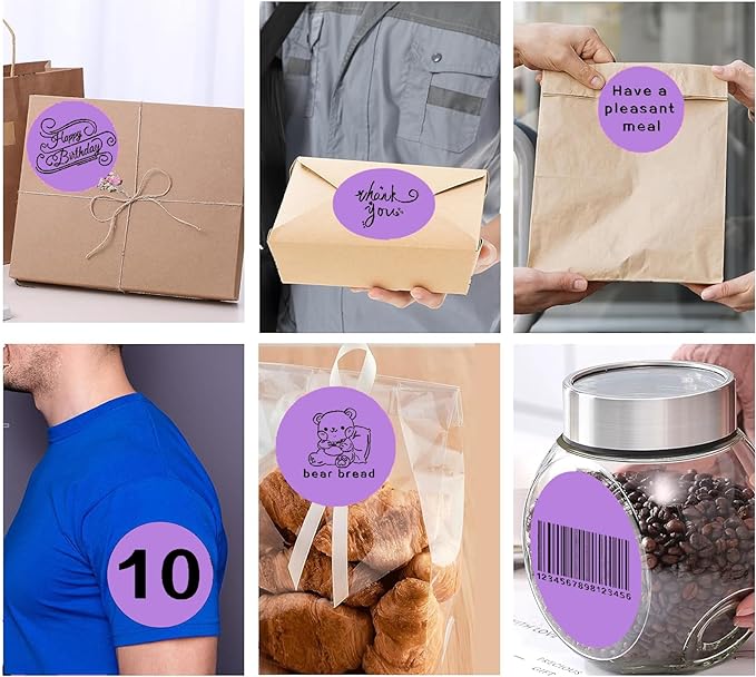 4 Inch Large Purple Circle Thermal Labels, 300 Labels/Roll, Self-Adhesive Round - Image 7