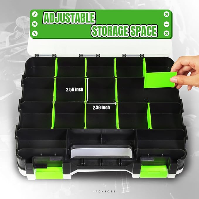 Tool Box with Transparent Lid, Double Side 34-Compartments Organizer Box with - Image 3