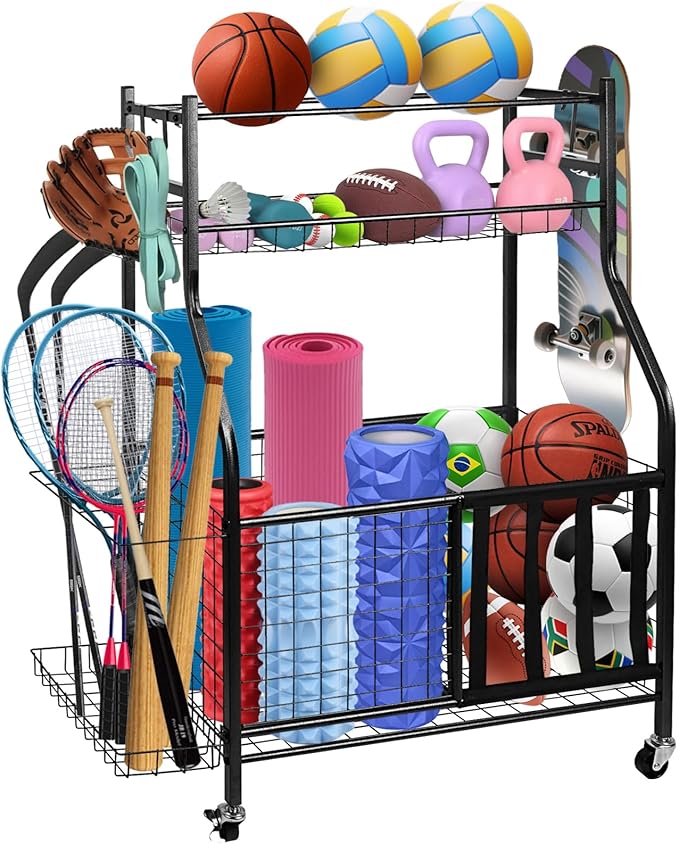 Garage Sports Equipment Organizer, Ball Storage Rack, Garage golf Organizer by YOUNITA