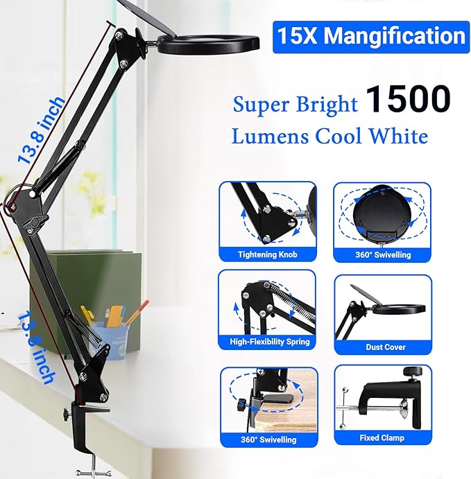 15X Magnifying Glass Desk Lamp - Image 6