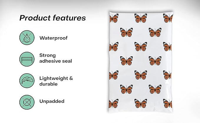 6x9 Poly Mailers – Butterfly Design – Waterproof, Tear-Resistant Shipping Bags - Image 4