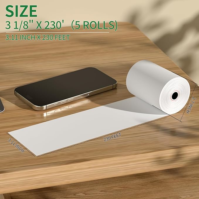 3 1/8" x 230' Thermal Receipt Rolls, Cash Register POS Thermal Paper Rolls - Image 2