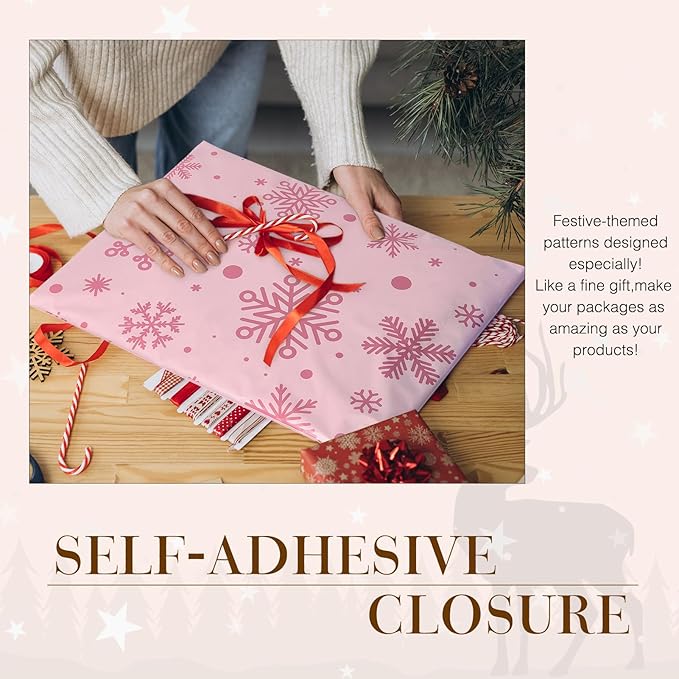 Metronic Christmas Poly Mailers 14.5x19" 50pcs Shipping Bags - Image 3