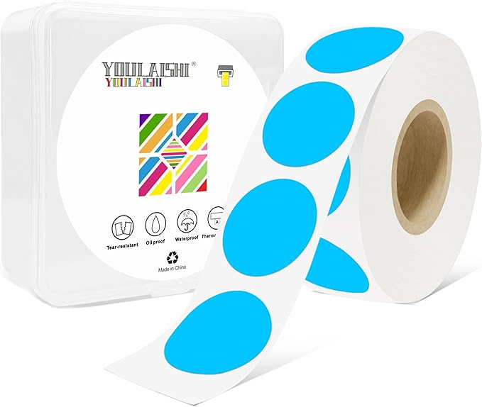 1 Inch Circle Dot Stickers 1000 PCS Color Coding Thermal Labels Dots Writable by YOULAISHI