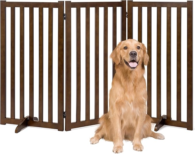 36" Height Extra Tall Freestanding Pet Gate, Solid Wood Folding Safety Fence by Axeman