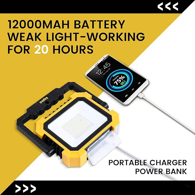 Portable LED Work Solar Light, 12000mAh 10000LM Magnetic Worklight - Image 5