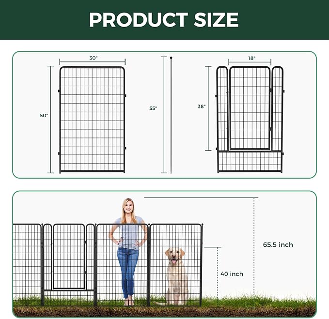 FXW Garden Fence Outdoor for The Yard – 50in x 41.7ft Heavy Duty Metal Animal - Image 5