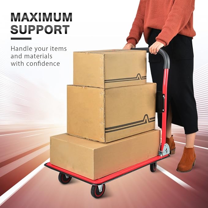 Push Cart Dolly by Wellmax, Moving Platform Hand Truck, Foldable - Image 7