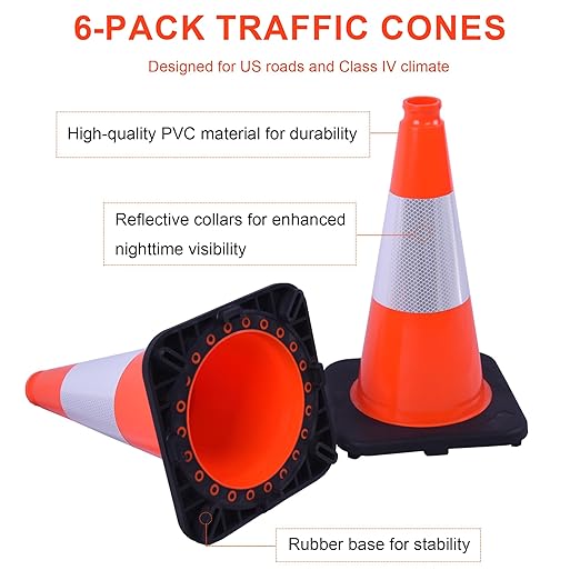 OrangeStar 18" Traffic Cones 6-Pack - Image 3