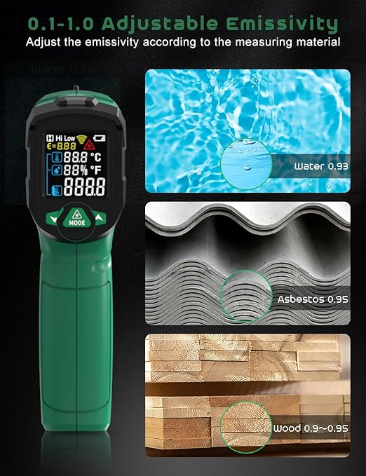 Infrared Thermometer Gun, SQECH Laser Thermometer Gun -58℉～1472℉, Temperature - Image 6