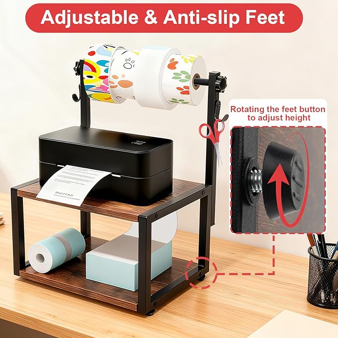 Label Holder for Rolls and Fan-Fold Labels, Wooden Sticker Dispenser for - Image 3