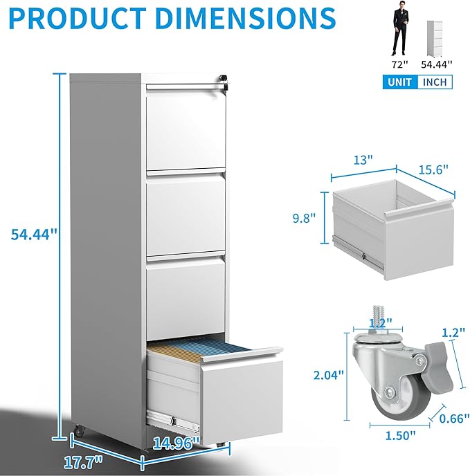 4-Drawer Mobile File Cabinet - Image 3