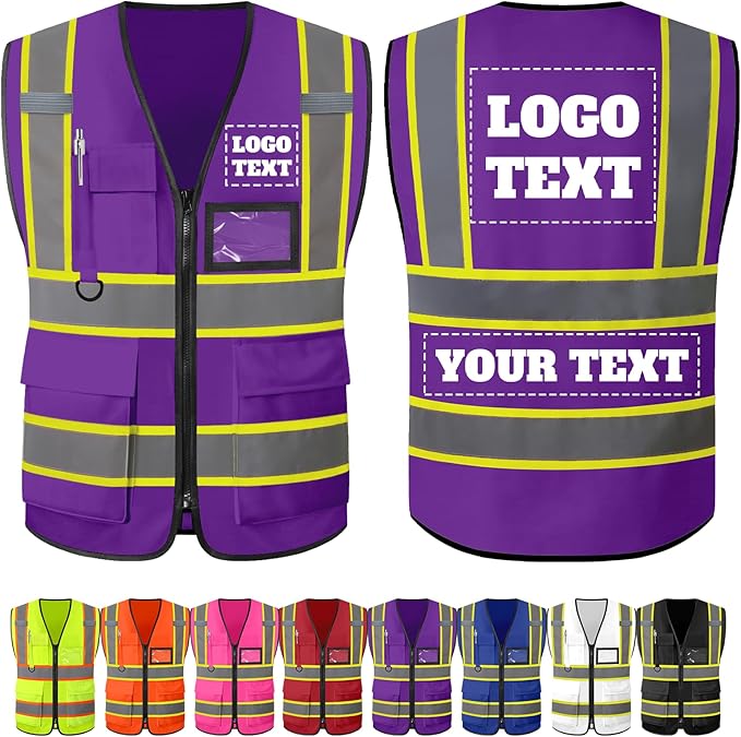 Custom Safety Vest with Logo Personalized High Visibility Vest Reflective by PFTPOW