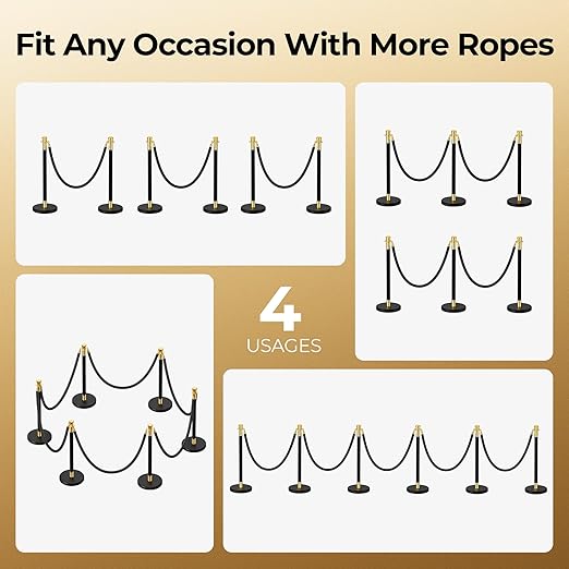 6pcs Sturdy Stanchion Posts, Water/Sand/Concrete Fillable Leakproof Base - Image 2