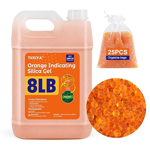 8 LBS Orange Indicating Silica Gel Desiccant Beads, Rechargeable Silica Gel by Unknown