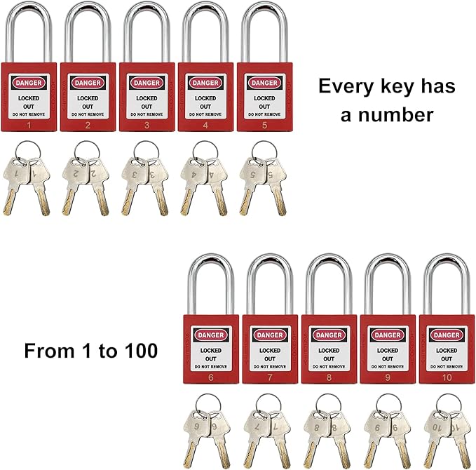 Lockout Tagout Locks, Safety Padlock, Loto Locks Keyed Differently Lock Out Tag - Image 2