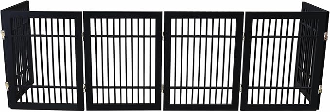 Pet Dog Gate Strong and Durable Freestanding Folding Acacia Hardwood Portable - Image 6