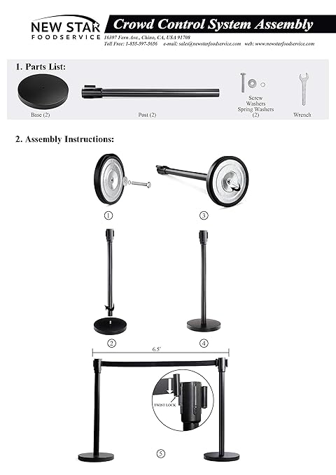 New Star Foodservice 54736 Round Top Brass Plated Stanchions - Image 5