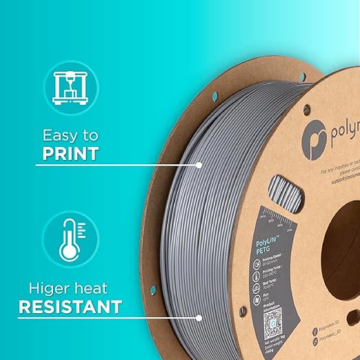 Polymaker PolyLite Grey 3D Printer PETG Filament 1.75mm 1kg, Legacy PETG Formula - Image 5