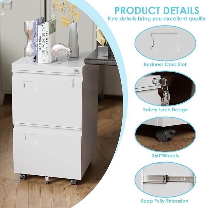 Aobabo 2 Drawer File Cabinet - Image 4