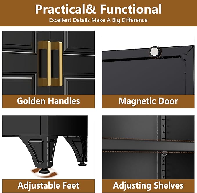 Kitchen Pantry Cabinet, Metal Food Pantry Cabinet and Shelves, Freestanding - Image 5
