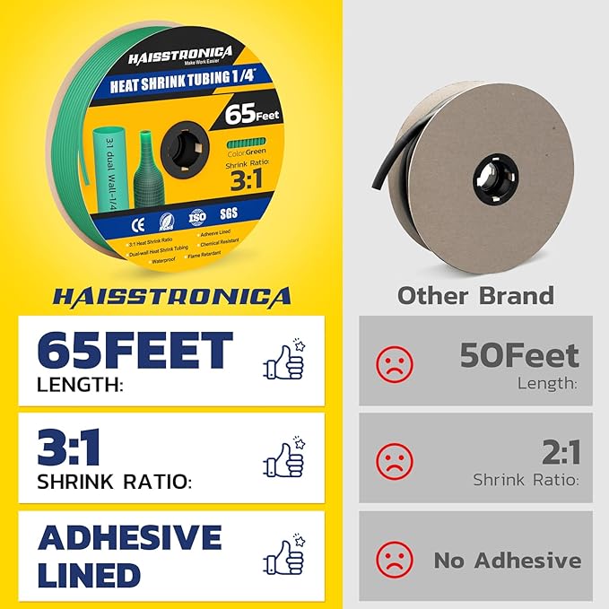 haisstronica 3:1 Heat Shrink Tubing, Shrink Ratio Adhesive Lined Marine Grade - Image 2