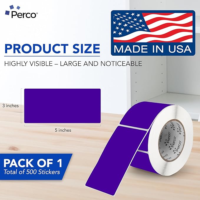 Perco Purple Labels 3x5 Inch 500 Stickers/Roll - Image 2