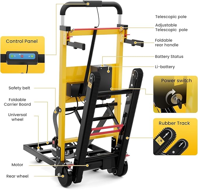 Electric Stair Climbing Dolly, Heavy Duty, Powered Stair Climber Dolly Cart - Image 6