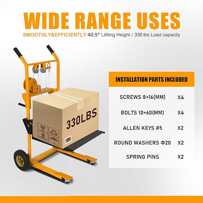 Material Lift Winch Stacker, 330 lbs Capacity Table Cart, 40.5" Lifting Height - Image 6
