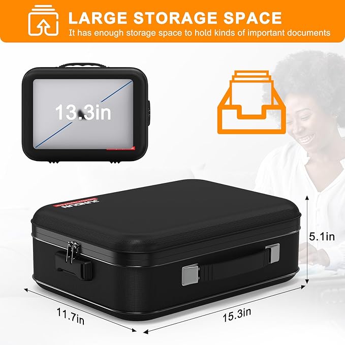 JUNDUN Fireproof Document Box, Hard Case Fireproof Document Organizer - Image 6