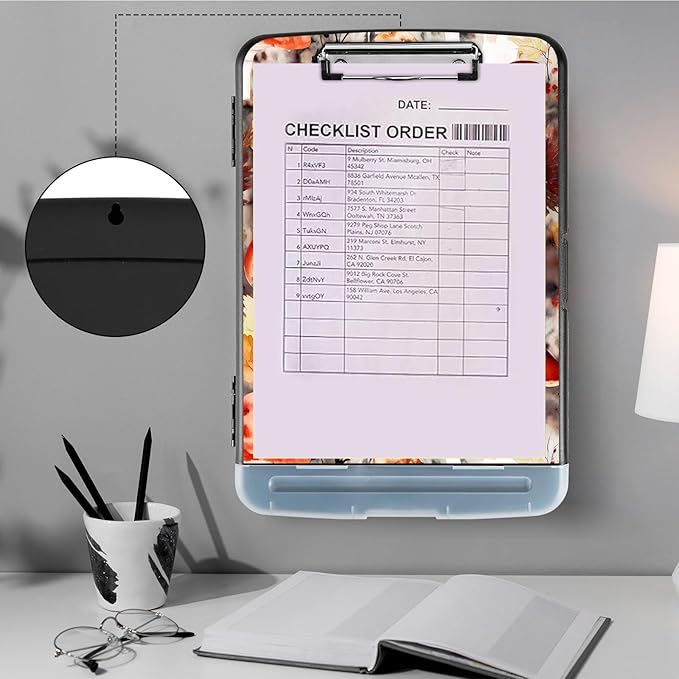 Clipboard with Storage, Storage Clipboard with Pen Holder, Heavy Duty Plastic - Image 4