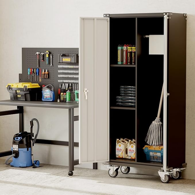 Metal Storage Cabinet with Lock-71 Tall Tool Organizer Steel Lockers w/Hanging by Unknown