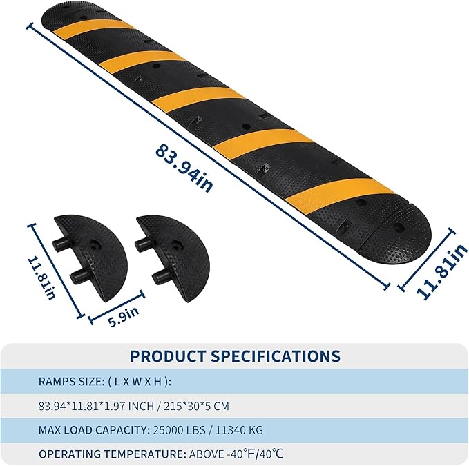 1 Pack 6FT Speed Bumps for Road, Heavy Duty 25, 000 Lbs Capacity Traffic Rubber - Image 3