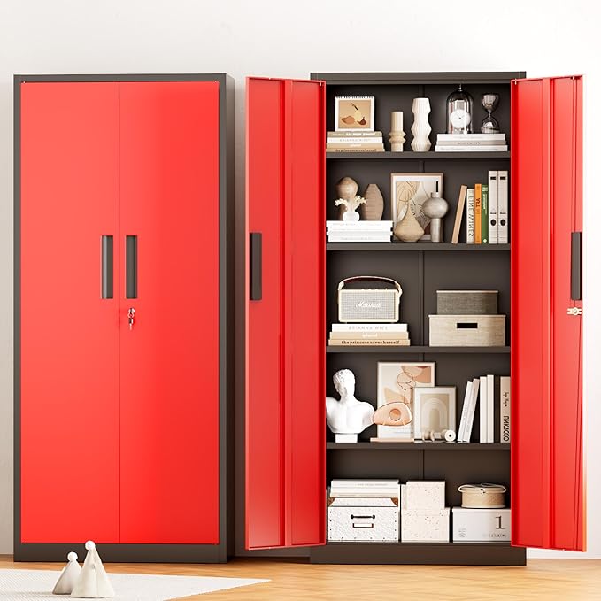 Greenvelly Metal Storage Cabinet, Lockable Steel Cabinets - Image 2