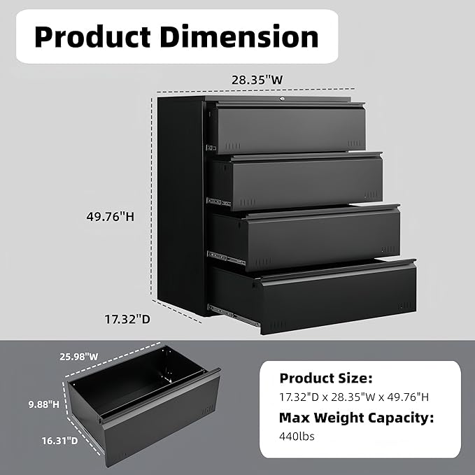 Lateral 4 Drawer File Cabient - Image 2