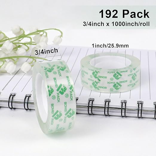 BOMEI PACK 192Rolls Crystal Clear Tape Refills - Image 2
