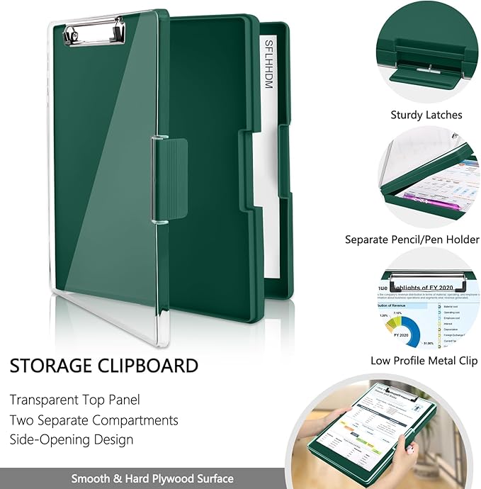 Clipboard with Storage, Heavy Duty Clip Boards 8.5x11 with 2 Storage Case - Image 3