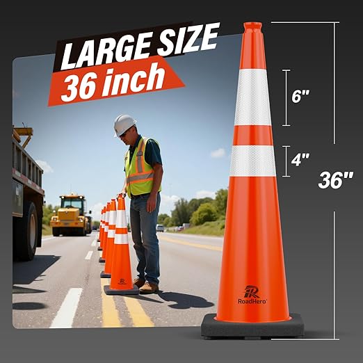 RoadHero 5 Pack 36 Inch Large Traffic Cones - Image 6