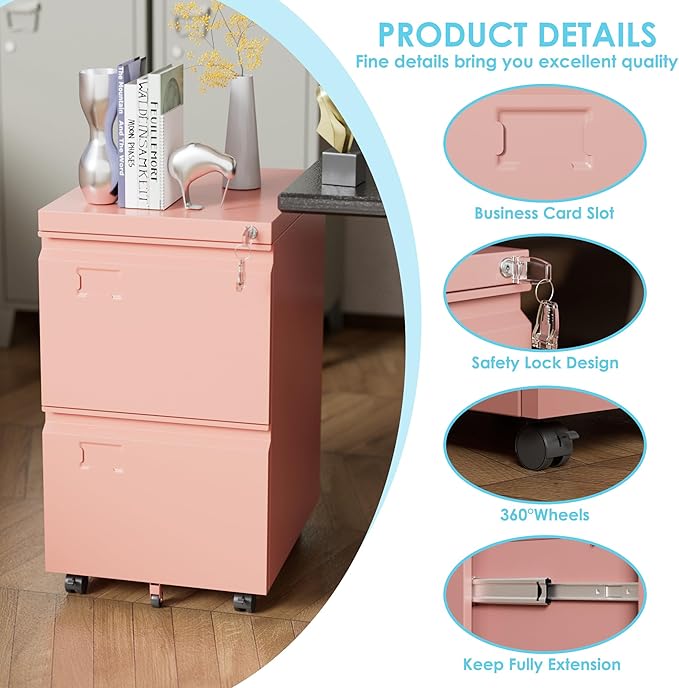 Aobabo 2 Drawer File Cabinet - Image 4