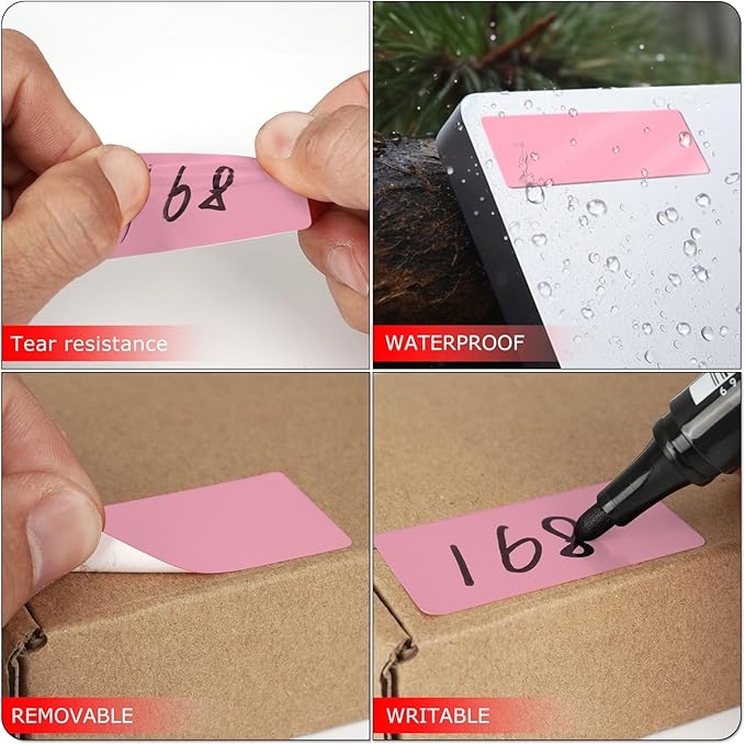 Pink Rectangle Stickers 2 x 1 Inch Color Coding Labels Vinyl Roll Self-Adhesive - Image 3