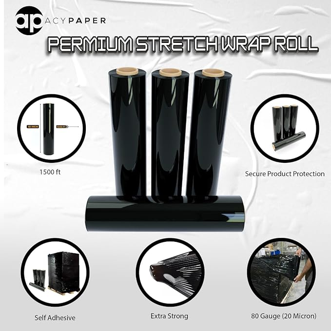 18" Black Stretch Wrap - Image 2