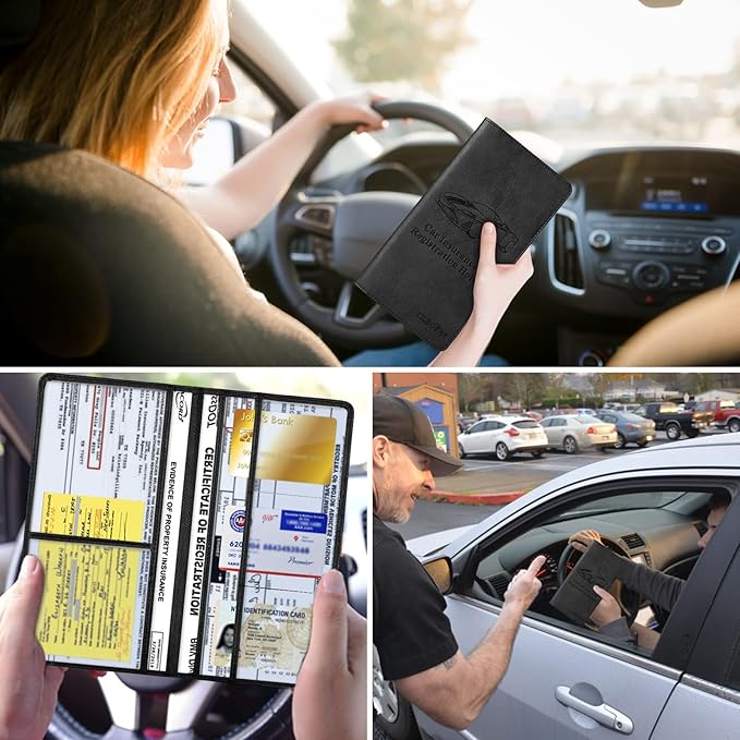 2Pack Leather Car Registration and Insurance Card Holder, Car Document Holder - Image 6