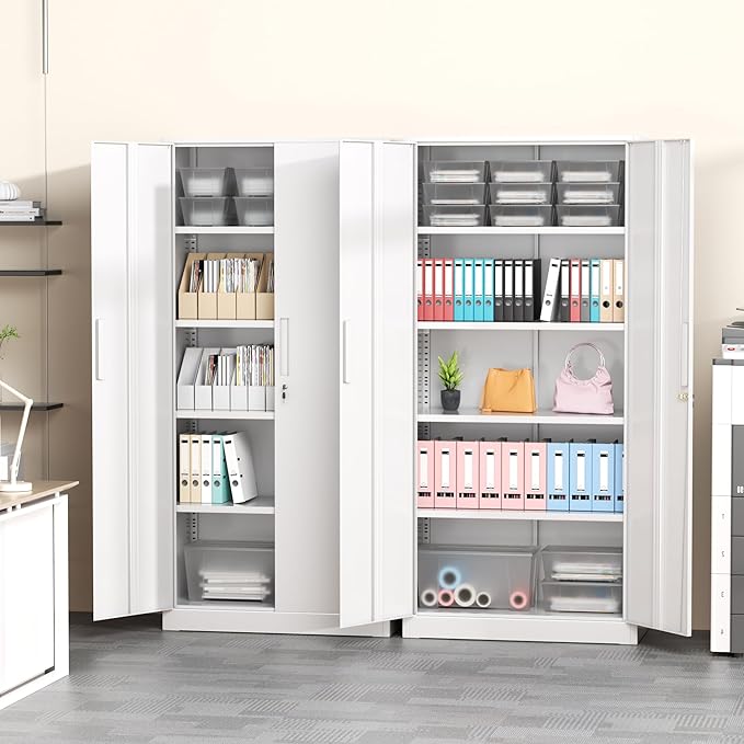 Greenvelly Metal Garage Storage Cabinet, Steel Lockable Storage Cabinet - Image 7