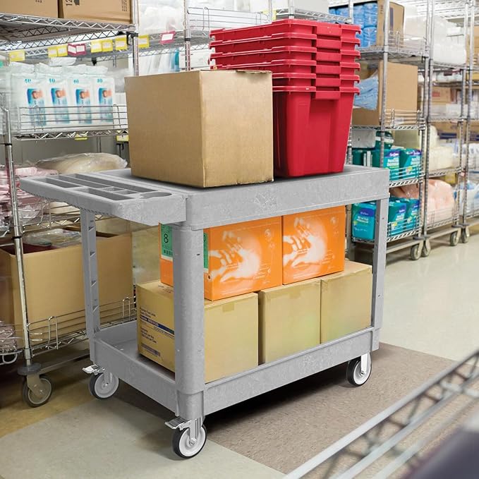 Heavy Duty Utility Rolling Tool Cart, 1000 lbs Capacity Flat Top Plastic - Image 7