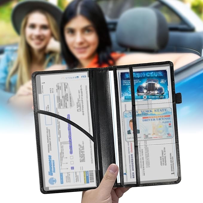 Car Registration and Insurance Holder, Leather Car Glove Box Organizer - Image 2