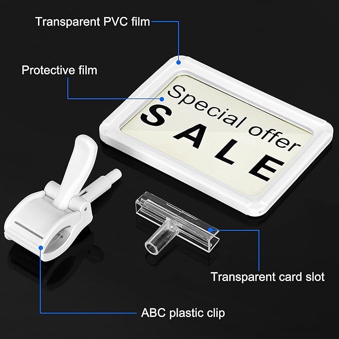 Acrylic Sign Holder with Clamp, 6 x 9 Inch Double Head Display Clips with PVC - Image 6