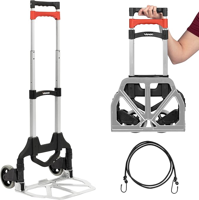 Vergo 100 Ibs Capacity Folding Hand Truck Dolly – Lightweight Aluminum Frame by Vergo