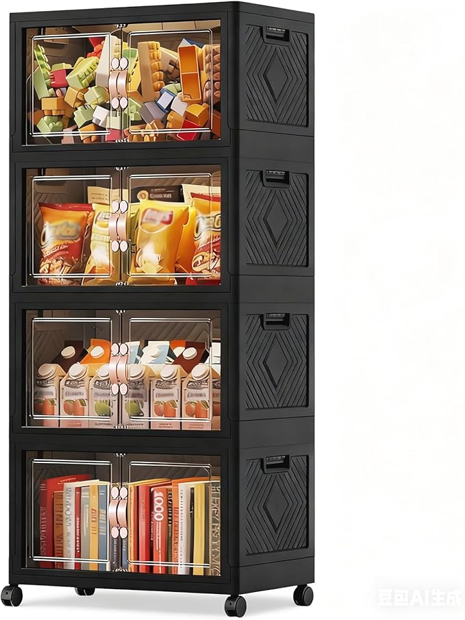 Collapsible Storage Bins with Lids&Wheels-252QT Stackable Plastic Containers by Unknown